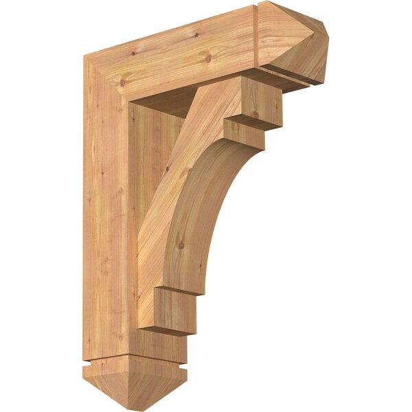 Ekena Millwork Merced Arts and Crafts Smooth Bracket w/ Offset Brace, Western Red Cedar, 7 1/2"W x 24"D x 32"H BKT0806X24X32MRC03SWR - main